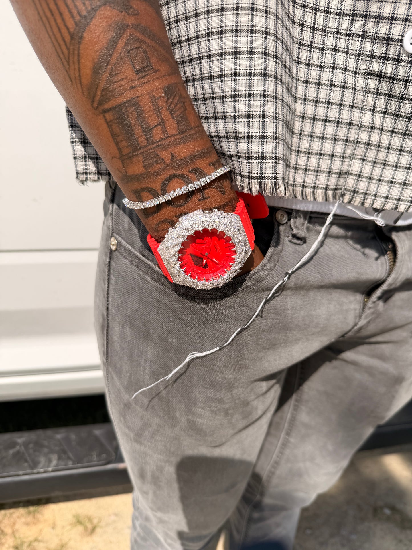 Custom VVS1 Moissanite G-Shock Watch | S925 Sterling Silver