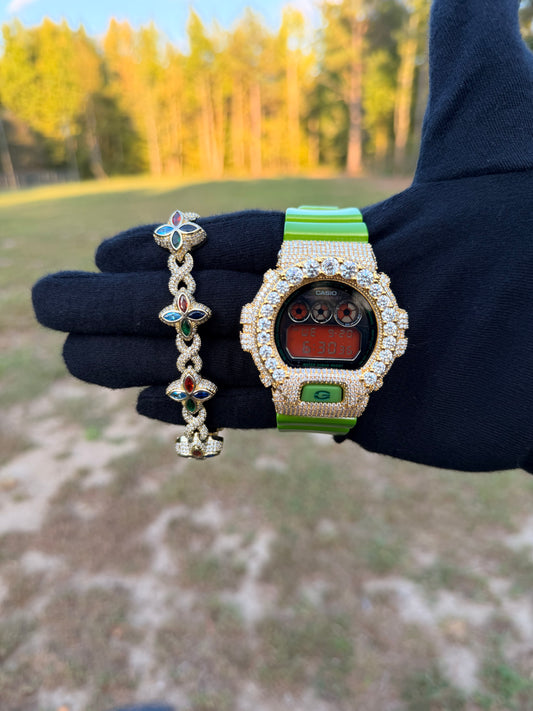 Custom Moissanite G-Shock & 4MM Tennis Bracelet Set 💎