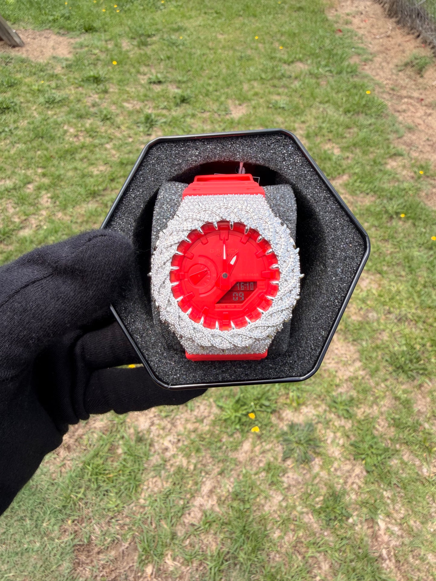 Custom VVS1 Moissanite G-Shock Watch | S925 Sterling Silver