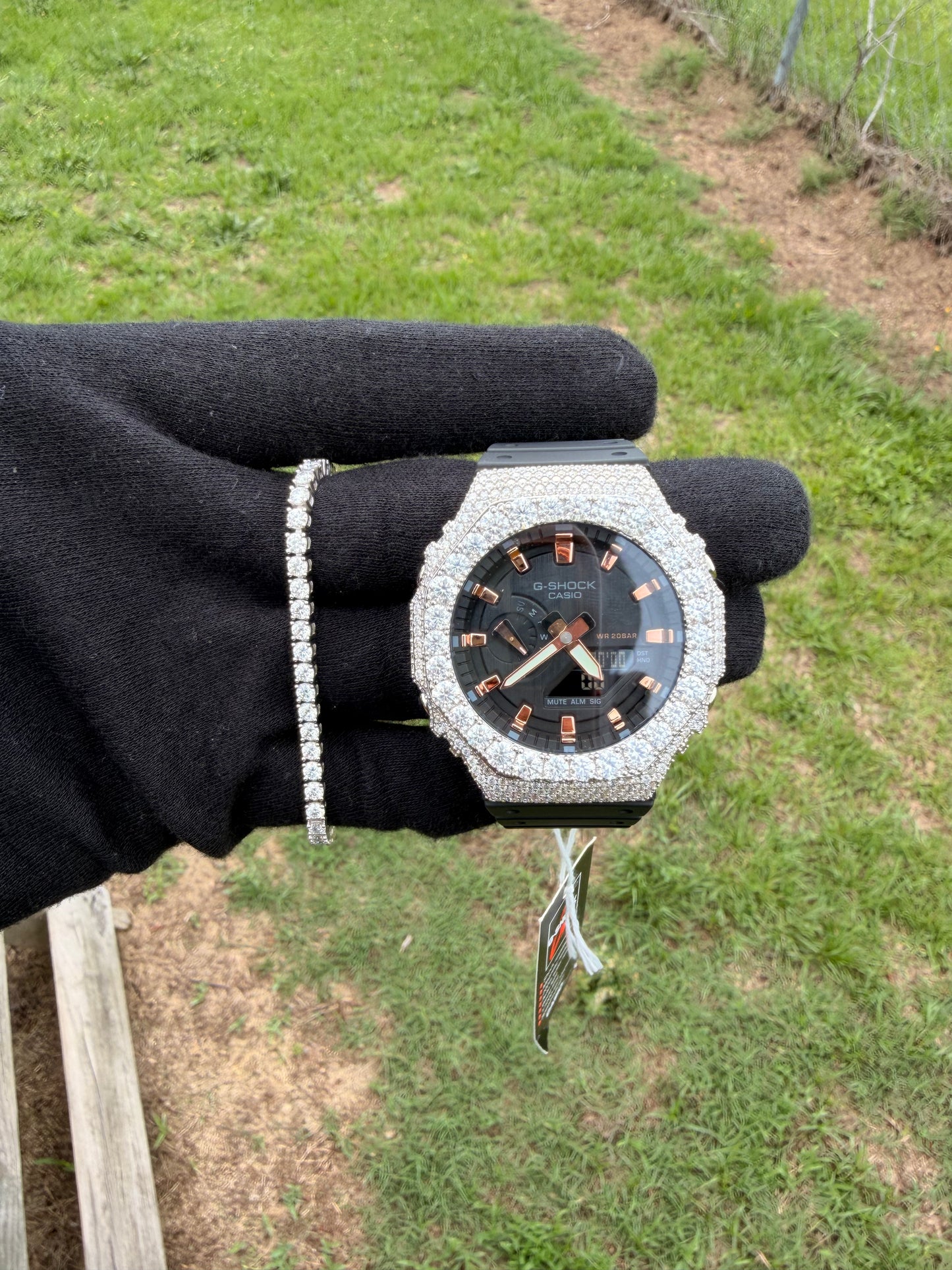 VVS1 Moissanite Iced G-Shock + 4MM Tennis Bracelet Set 💎