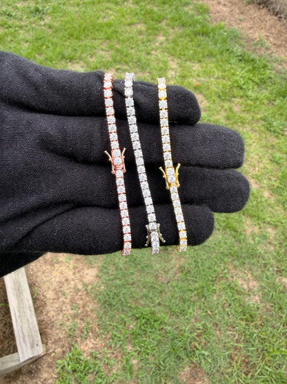 VVS1 Moissanite 4MM Tennis Bracelet | Silver, Gold & Rose Gold