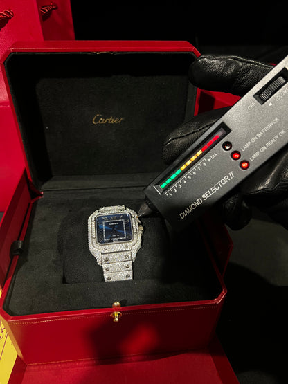 Square VVS1 Moissanite Watch – Blue Dial Edition