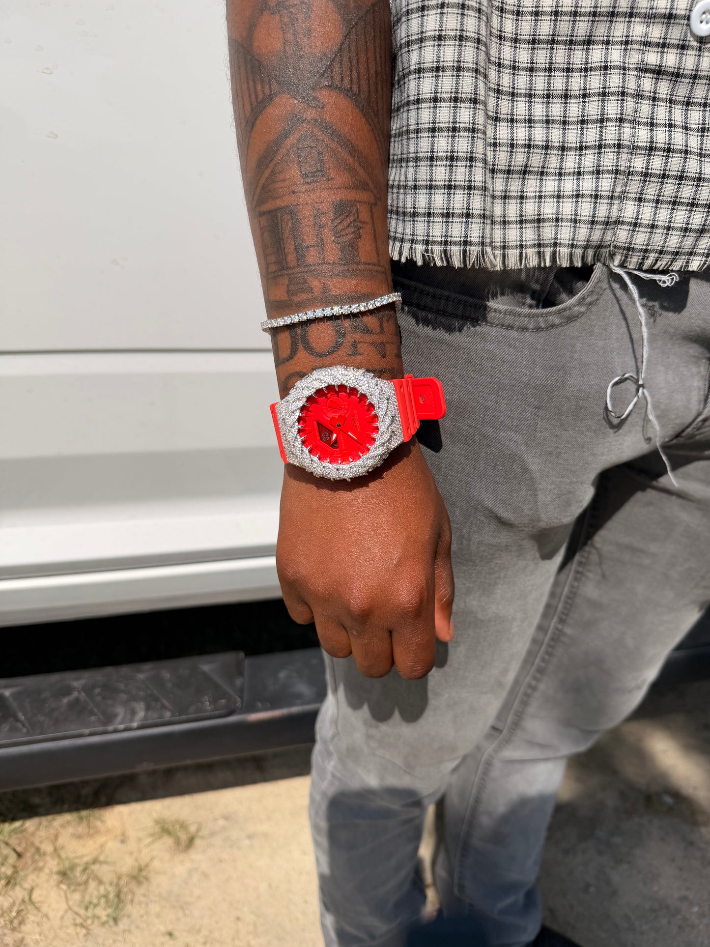 VVS1 Moissanite Iced G-Shock + 4MM Tennis Bracelet Set 💎