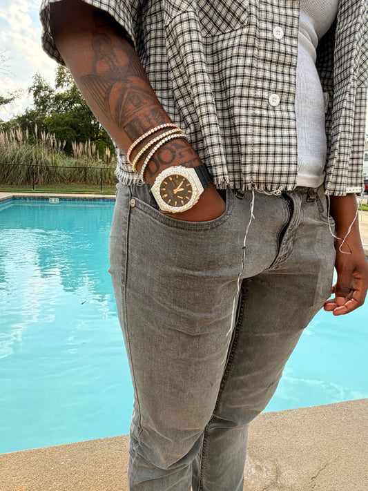 Custom VVS1 Moissanite G-Shock Watch | S925 Sterling Silver