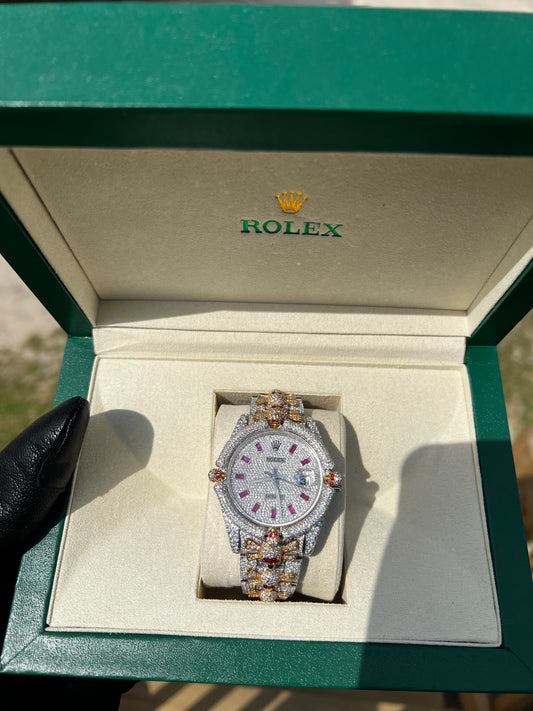 Ys Custom VVS1 Moissanite Date-Style Watch (Yellow Gold Accents)