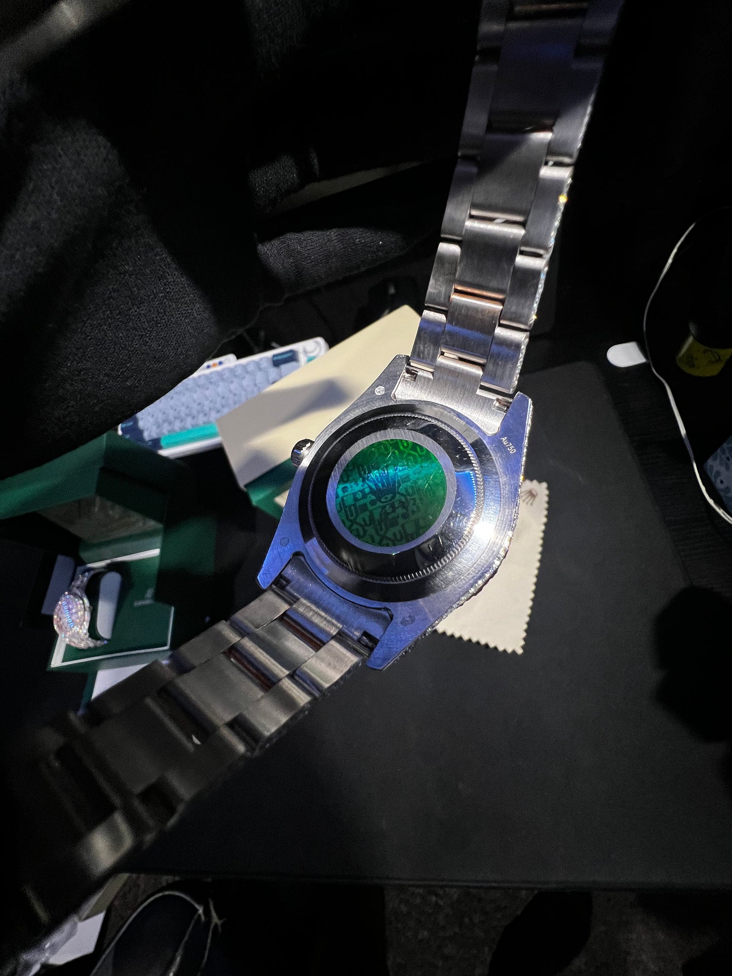 Custom VVS1 Moissanite Date-Style Watch (Yellow Gold Accents)