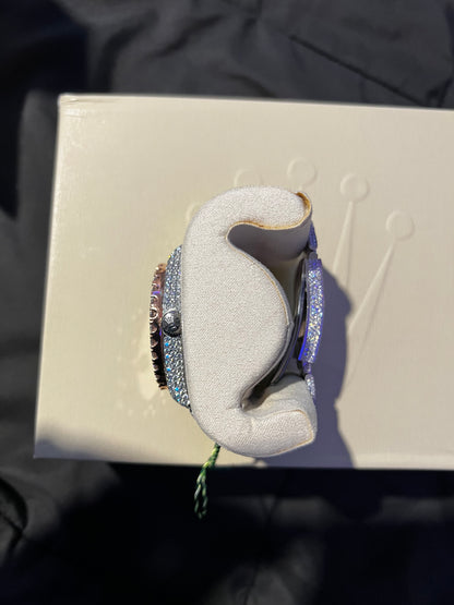 Custom VVS1 Moissanite Date-Style Watch (Yellow Gold Accents)