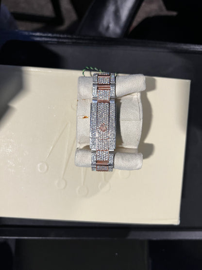 Custom VVS1 Moissanite Date-Style Watch (Yellow Gold Accents)